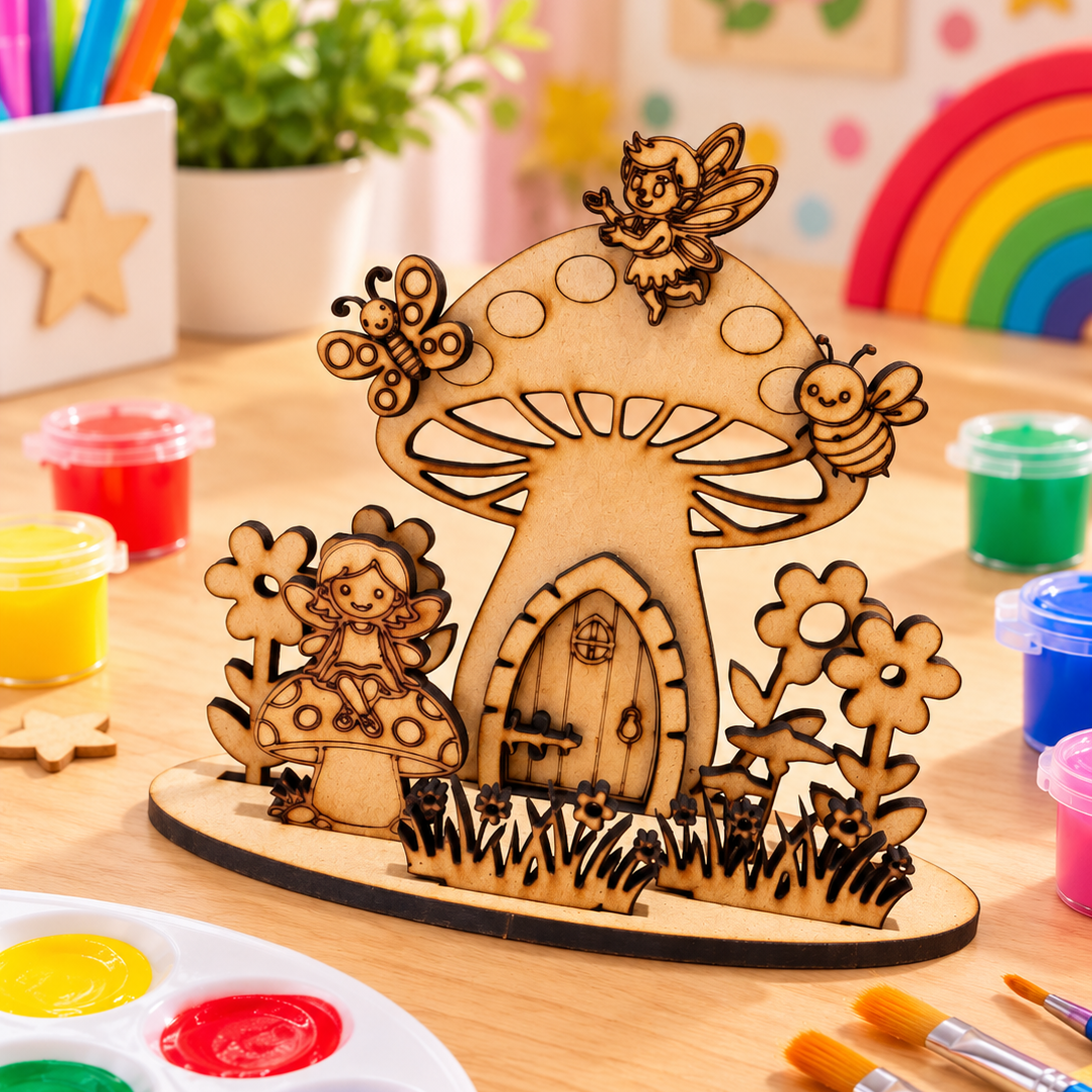 My Little Toadstool Fairy Garden – Paint & Build Wooden Craft Kit