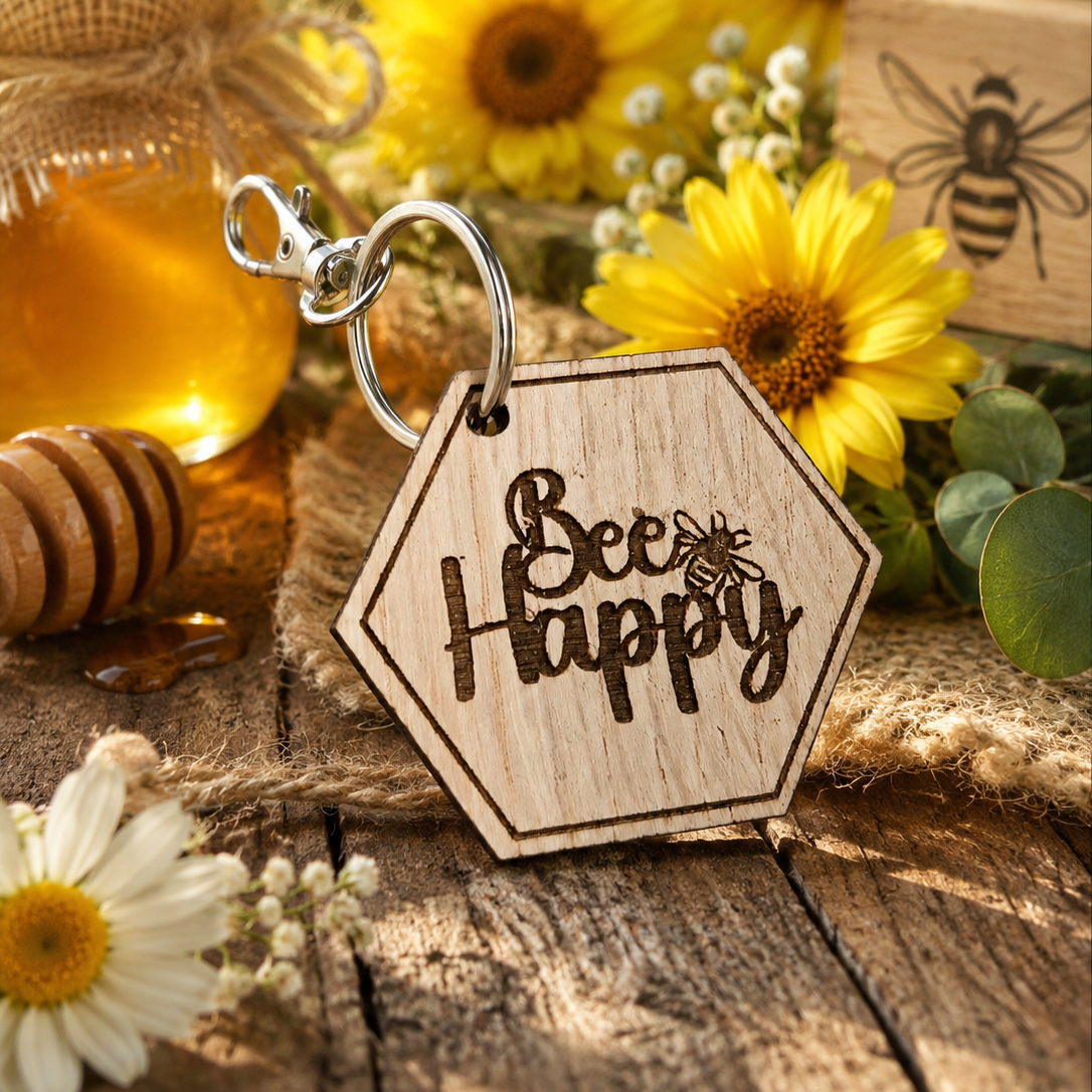 Bee Happy Keyring