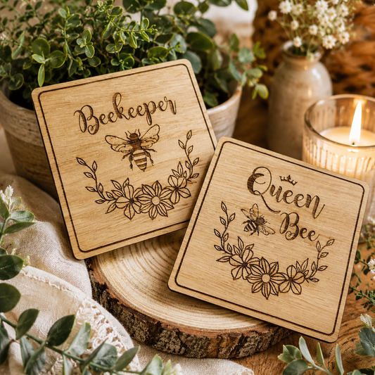Beekeeper & Queen Bee Coaster Set