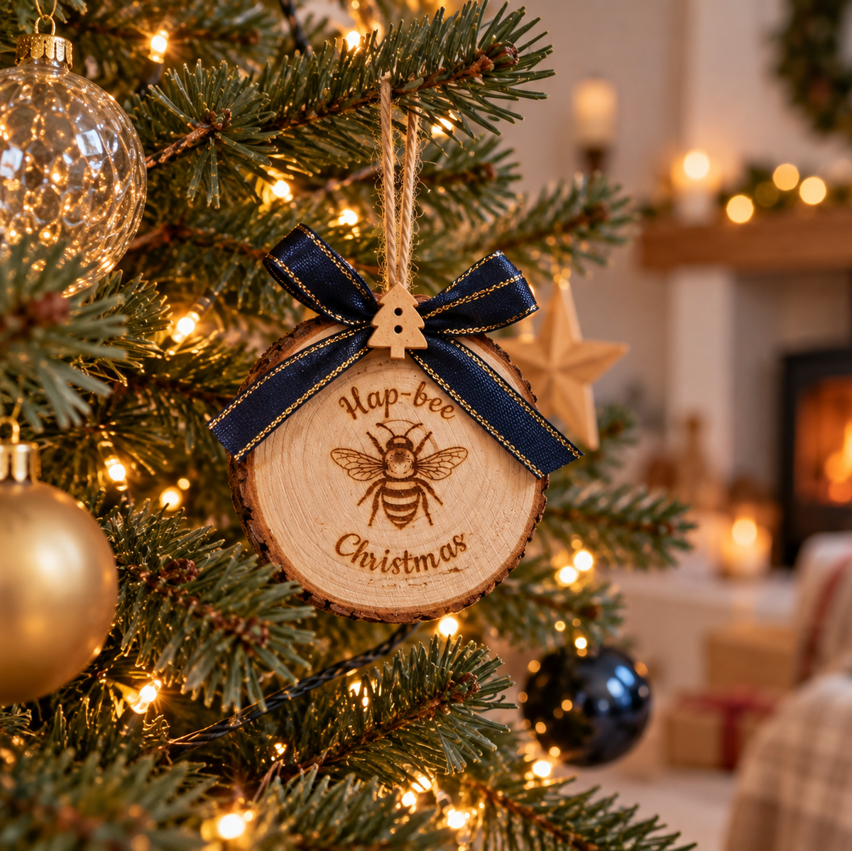 Hap-bee Christmas Mini Log Slice