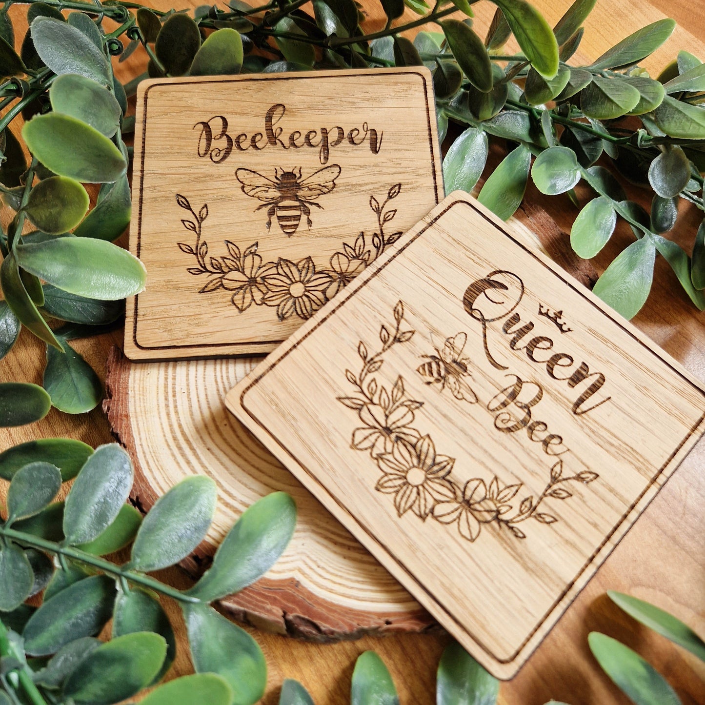 Beekeeper & Queen Bee Coaster Set