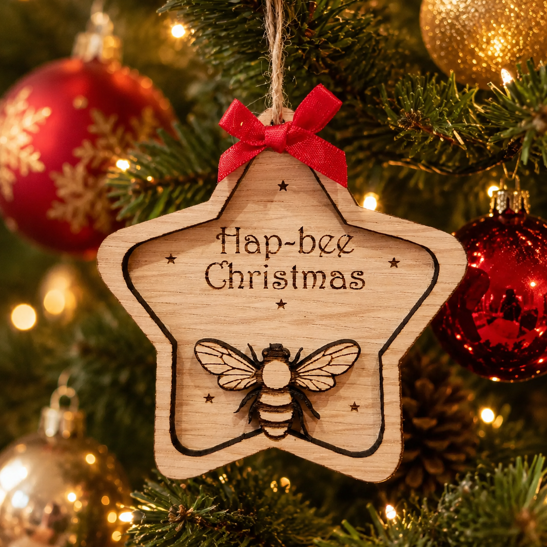 Bee Star Bauble - Personalised