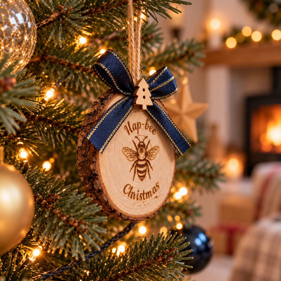 Hap-bee Christmas Mini Log Slice