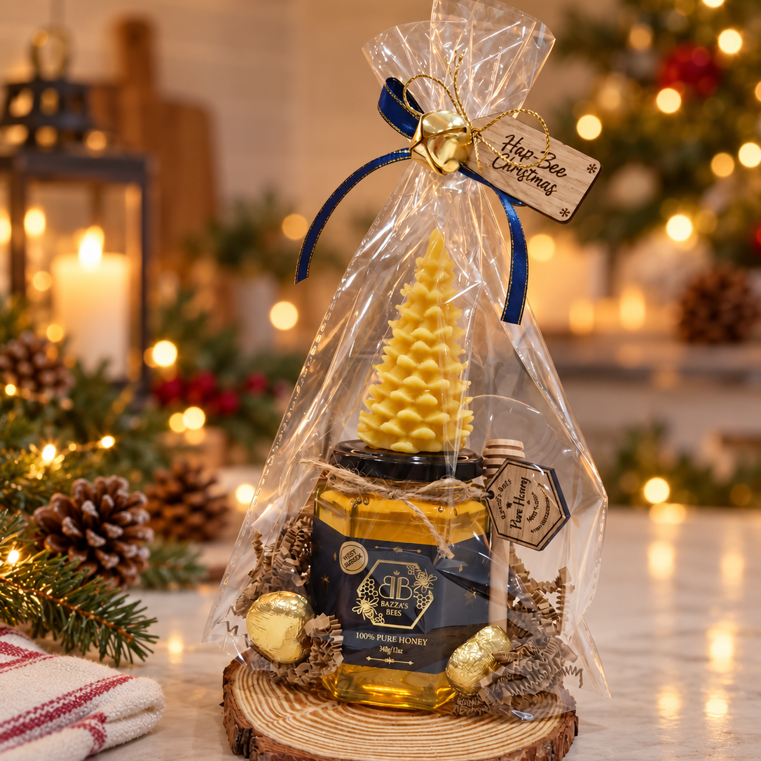 100% Pure West Sussex Honey and Beeswax Christmas Tree Candle Gift Set