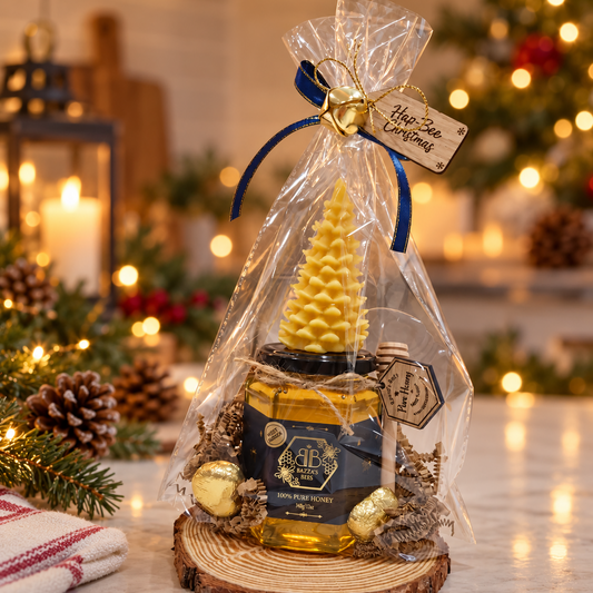 100% Pure West Sussex Honey and Beeswax Christmas Tree Candle Gift Set