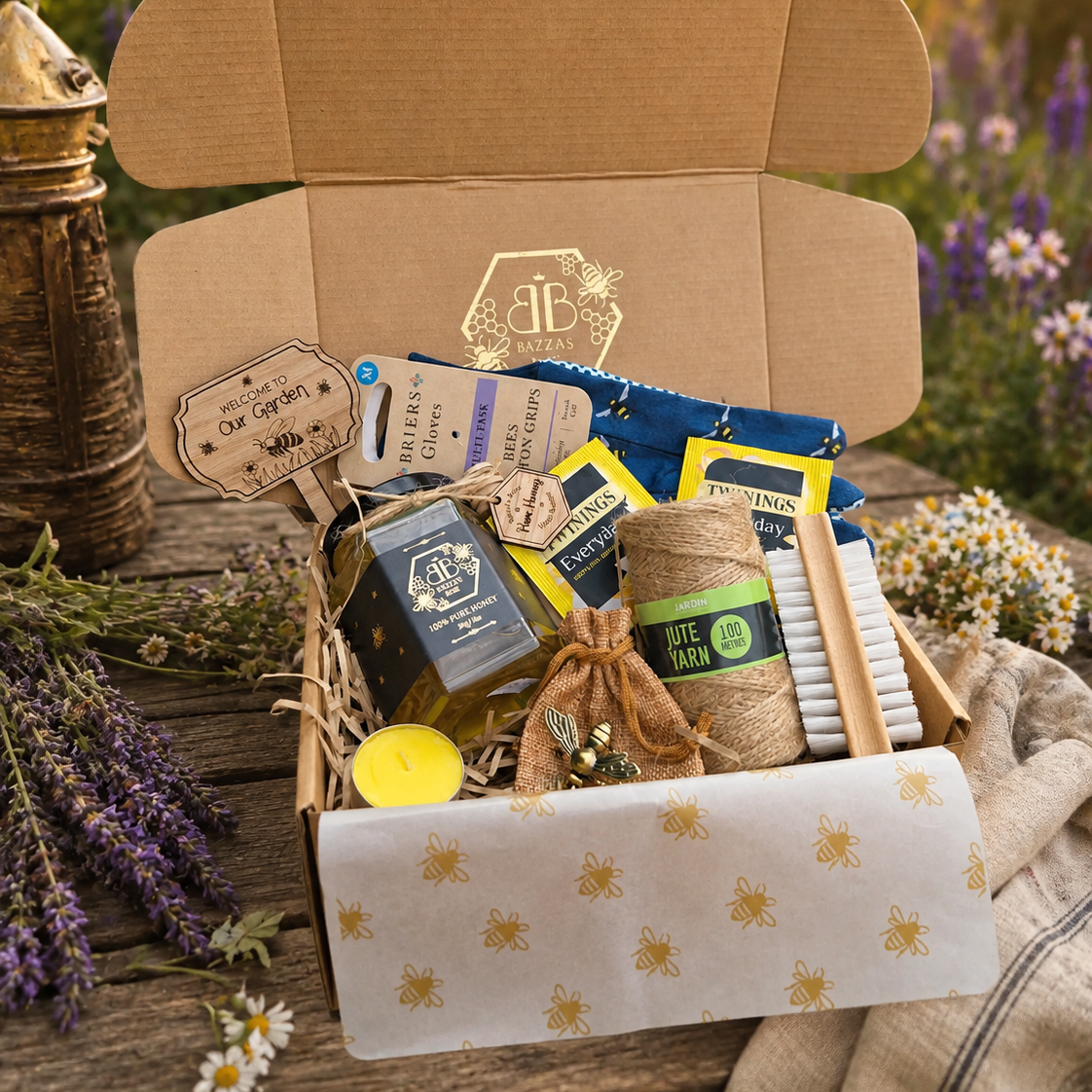 West Sussex Pure Honey and Gardening accessories gift set hamper box