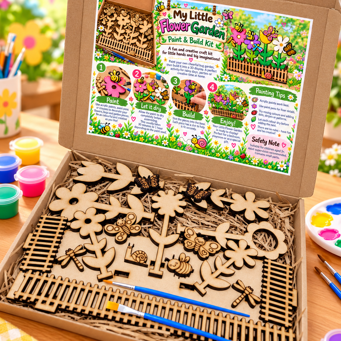 My Little Flower Garden- Paint and Build Wooden Craft Kit